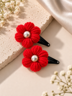 Crochet Pearl Flower Hair Clips🌸