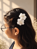 Crochet Pearl Flower Hair Clips🤍